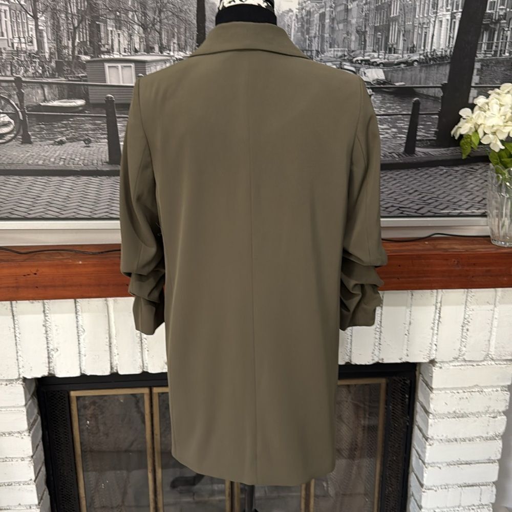 H&M women’s blazer jacket size small long green stretch oversized - Picture 4 of 8